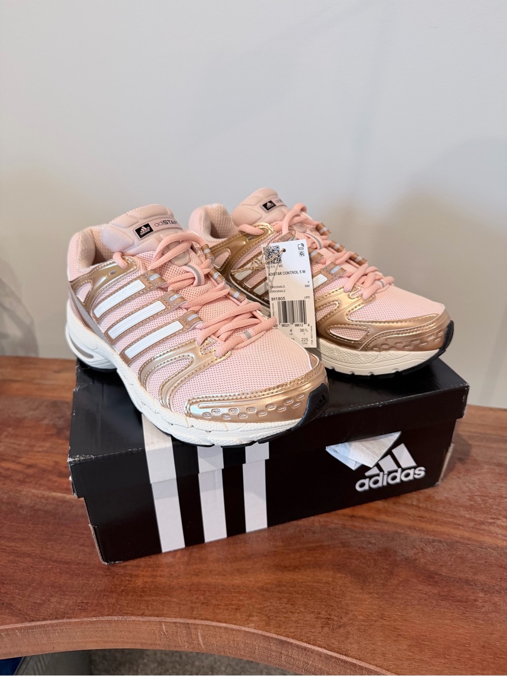 adidas Adistar Women's Blush Pink and Metallic Gold Sneakers